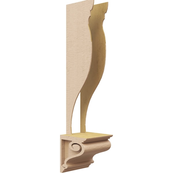 Ekena Millwork 4"W x 4"D x 4"H Wide Scroll Rough Cedar Woodgrain TimberThane Corbel, Primed Tan CORUR04X04X04SCRRCPR - main